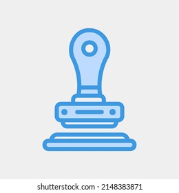 Icono de sello en azul, uso para presentación de aplicaciones móviles del sitio web