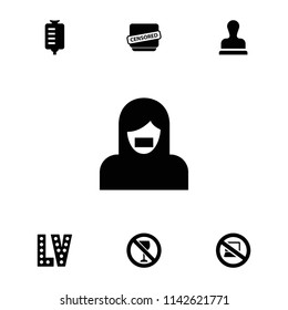 Stamp icon. collection of 7 stamp filled icons such as vegas, drop counter, censored, no laptop, no alcohol. editable stamp icons for web and mobile.