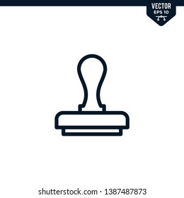Stamp icon collection in outlined or line art style, editable stroke vector