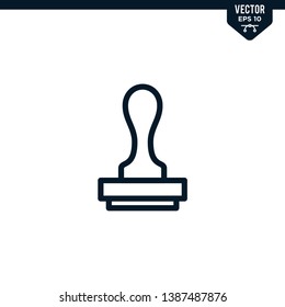 Stamp icon collection in outlined or line art style, editable stroke vector