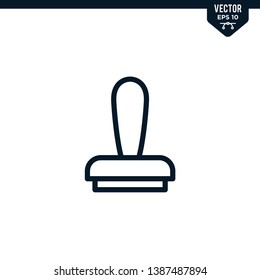 Stamp icon collection in outlined or line art style, editable stroke vector