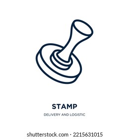 stamp icon from delivery and logistic collection. Thin linear stamp, label, badge outline icon isolated on white background. Line vector stamp sign, symbol for web and mobile