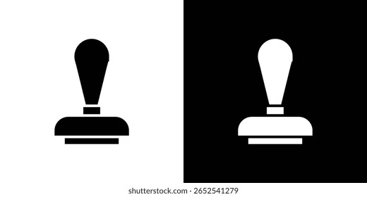 Stamp icon in flat version on black and white background