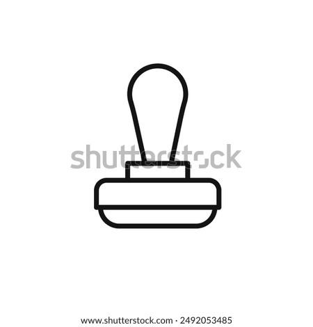 stamp icon outline collection in black and on white background
