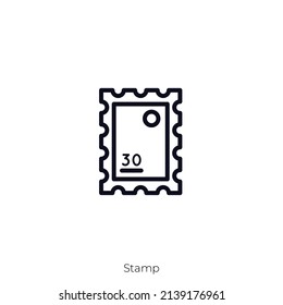 Stamp icon. Outline style icon design isolated on white background