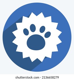 Stamp Icon in trendy long shadow style isolated on soft blue background