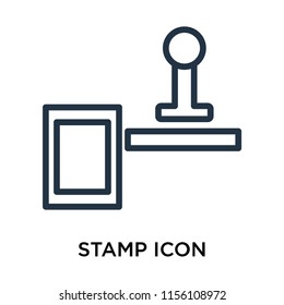 Stamp icon vector isolated on white background, Stamp transparent sign , linear pictogram or outline logo design in lined style