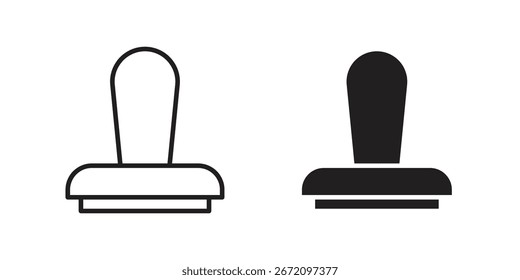Iconos del sello en el arte de la línea y estilos sólidos, aislados en el fondo blanco