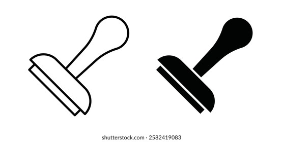 Stamp icons pack vectors in black flat and strokes