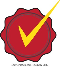 Stamp illustration with check mark professionally drawn on a white background