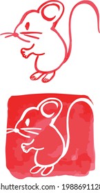 Stamp illustration of the mouse of the Year of the Rat