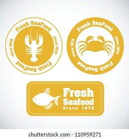 Stamp illustration of sea animals, vector illustration