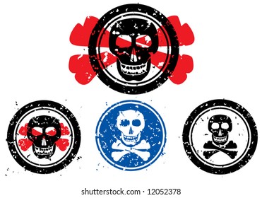 Stamp with image of skull. Vector illustration.