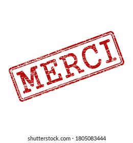 Stamp impression with the words thank YOU, isolated on a white background, French language
