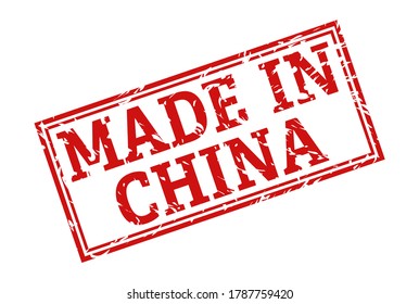 Stamp with the inscription MADE in CHINA, isolated on a white background,