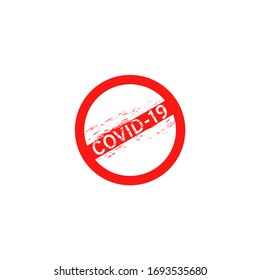 Stamp with the inscription virus. Vector flat design. Concept: sign, warning symbol, danger, restricted area, infection, pandemic, epidemic, coronavirus, infection, protection, prevention, marking.