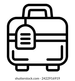 Stamp label bag icon outline vector. Aerodrome suitcase. Gear skin