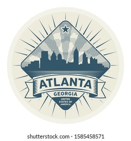 Stamp or label with name of Atlanta, Georgia, vector illustration