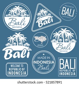 Stamp or label with the name of Bali Island, vector illustration