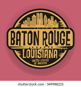 Stamp Or Label With Name Of Baton Rouge, Louisiana, Vector Illustration