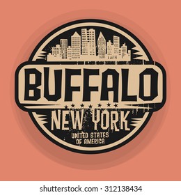 Stamp or label with name of Buffalo, New York, vector illustration