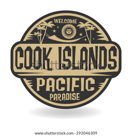 Stamp or label with the name of Cook Islands, Pacific Paradise vector illustration