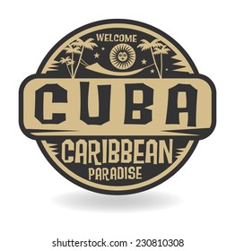 Stamp or label with the name of Cuba, vector illustration