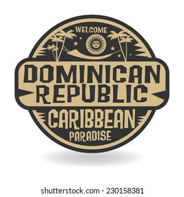 Stamp or label with the name of Dominican Republic, vector illustration