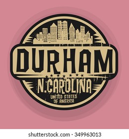 Stamp or label with name of Durham, North Carolina, vector illustration