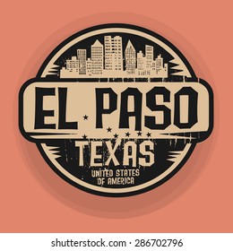 Stamp or label with name of El Paso, Texas, vector illustration