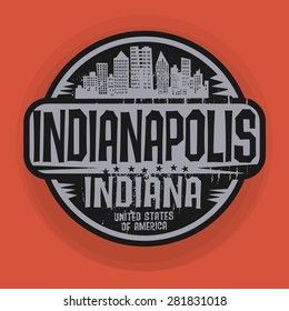 Stamp or label with name of Indianapolis, Indiana, vector illustration