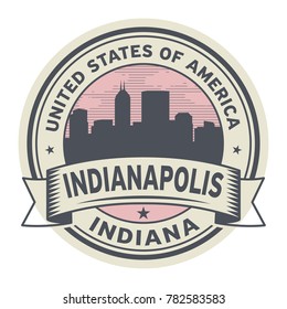 Stamp or label with name of Indianapolis, Indiana, vector illustration