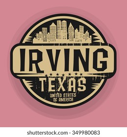Stamp or label with name of Irving, Texas, vector illustration