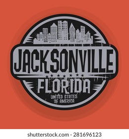 Stamp or label with name of Jacksonville, Florida, vector illustration