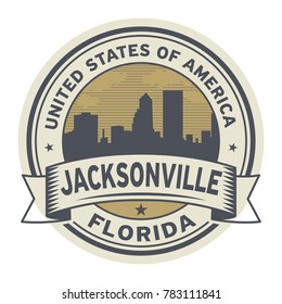 Stamp or label with name of Jacksonville, Florida, vector illustration