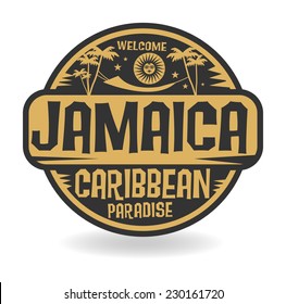 Stamp or label with the name of Jamaica, vector illustration svg