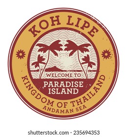 Stamp or label with the name of Koh Lipe Island, vector illustration