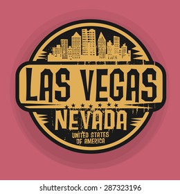 Stamp or label with name of Las Vegas, Nevada, vector illustration