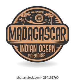 Stamp or label with the name of Madagascar, Indian Ocean, vector illustration