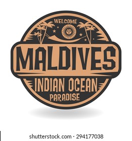 Stamp or label with the name of Maldives, Indian Ocean, vector illustration