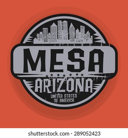 Stamp Or Label With Name Of Mesa, Arizona, Vector Illustration