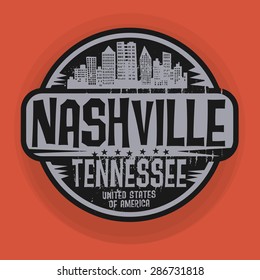 Stamp or label with name of Nashville, Tennessee, vector illustration