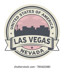 Stamp or label with name of Nevada, Las Vegas, USA, vector illustration