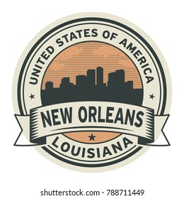 Stamp or label with name of New Orleans Louisiana, USA, vector illustration