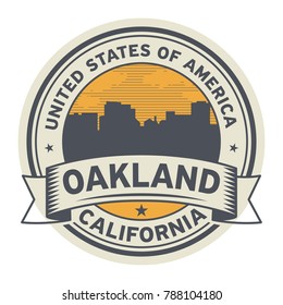 Stamp or label with name of Oakland, California, USA, vector illustration