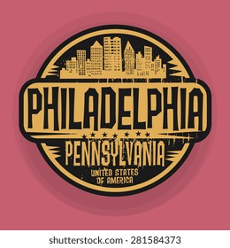 Stamp or label with name of Philadelphia, Pennsylvania, vector illustration