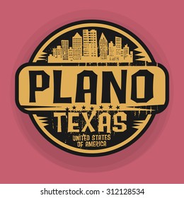 Stamp or label with name of Plano, Texas, vector illustration