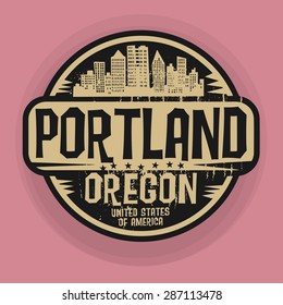 Stamp or label with name of Portland, Oregon, vector illustration