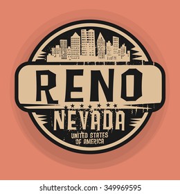 Stamp or label with name of Reno, Nevada, vector illustration