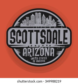 Stamp or label with name of Scottsdale, Arizona, vector illustration